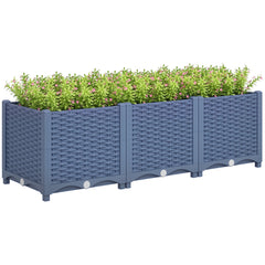 Plastic Raised Garden Bed, 4 x 1 x 1 ft Outdoor Flower Box with Drainage Holes for Vegetables, Herbs, Blue