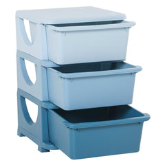 Qaba 3 Tier Kids Storage Unit, Toy Organizers and Storage with 3 Drawer Chest for Kids Bedroom Nursery Kindergarten Living Room for Boys Girls Toddlers, Blue