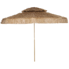 10 ft. Hula Thatched Tiki Patio Outdoor Umbrella with 8 Ribs, UPF30+, for Garden, Backyard, Deck, Pool, Natural