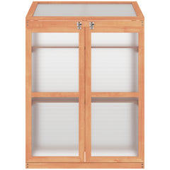 Wooden Cold Frame Greenhouse Small Mini Planter Box, 30" L x 24" W x 44" H, Natural