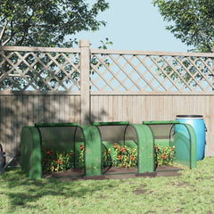 9.7' L x 3' W x 2.5' H Portable Tunneled Greenhouse with 3 Zippered Doors, Water/UV Fighting PE Cover, Green
