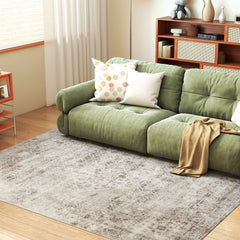 Machine Washable Area Rug 5x7, Non-Slip Traditional Floor Carpet for Living Room, Bedroom, Light Mixed-Brown