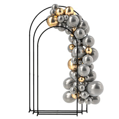 Metal Arch Backdrop Stand Set of 3, 7/6.5/6 ft Wedding Arch Frame, Balloon Backdrop Arch Stand Set for Birthday Party, Bridal Shower, Graduation, Ceremony, Banquet Decorations, Black