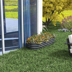 4.9' x 2' x 1' Galvanized Raised Garden Bed Kit, Metal Planter Box with Safety Edging, Dark Gray
