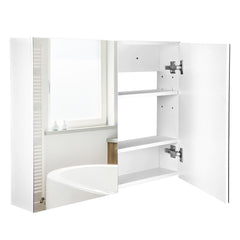 Double Door Wall Mounted Bathroom Mirror, 31.5" x 23.5" Medicine Cabinet with Modern Design, Large Storage, & Quiet Hinges