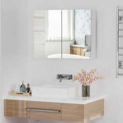 Double Door Wall Mounted Bathroom Mirror, 31.5" x 23.5" Medicine Cabinet with Modern Design, Large Storage, & Quiet Hinges