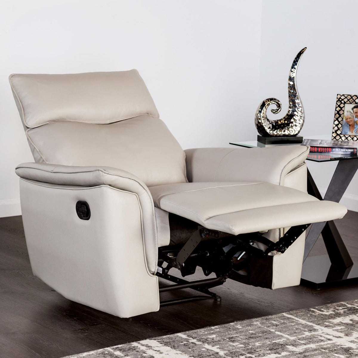 Transitional Style 1pc Recliner Chair Welt Trim Pillow Arms Taupe Finish Primary Living Room