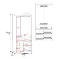 Vista Armoire With Double Doors, Internal Shelves And Hanging Rod, Black