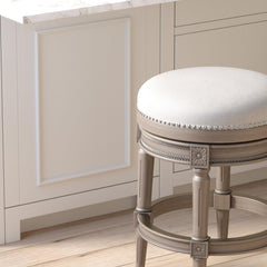 26"H Counter-Height Backless Swivel Bar Stool, Weathered Gray, 1PC