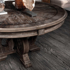 Dining Room 1pc Round Dining Table Pedestal Base Rustic Natural Tone Table Solid wood Furniture