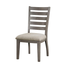 Nova 23 Inch Side Dining Chairs Set of 2, Ladder Back, Gray, Beige Cushioned Seat