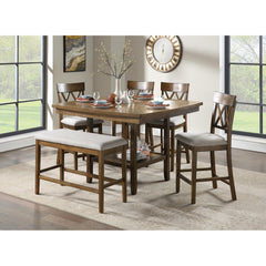 Light Oak Finish Counter Height Chairs Set of 2 Padded Seat Double Cross Back Wooden Kitchen Dining Funiture