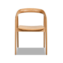 Melody 21" Scandinavian Sculpted Oak Wood Dining Chair, Warm Natural Brown Oak Wood
