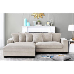 Odysseus Oversized Two-Piece Left Facing Sectional Couches for Living Room, 102.4-Inch L Shaped Sofa with Chaise, Upholstered with Corduroy Fabric, Ivory