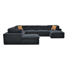 Coffee Bean Like Upholstery Full Compressed Modular Sectional with Toss Pillows