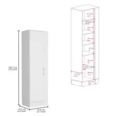 Storage Cabinet Manika, One Door and Shelves, White Finish