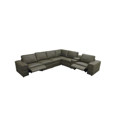 Premium Leather Match Upholstered Large Arms Sectional with Two Recliner Seats