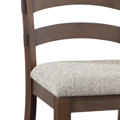 Mercury Gray Fabric, Rustic Brown & Oak Finish Side Chair (Set of 2)