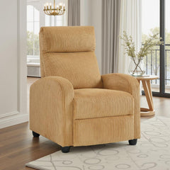 Hecuba Manual Push Back Reclining Chair with Yellow Ribbed Corduroy