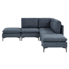 Linen Upholstered Modular Sectional with Metal Legs