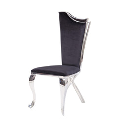Zenith Black Fabric & Stainless Steel Side Chair (Set of 2)