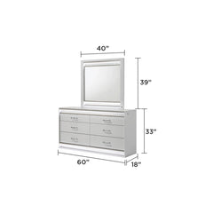 Glam Modern Style Mirror(INCLUDES ONLY MIRROR) Made with Wood in White