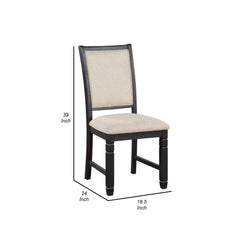 Dionysus 24 Inch Side Dining Chairs Set of 2, Cushioned Seat, Curved Back, Black, Beige