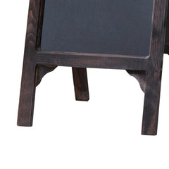 25 Inch Classic Wood Blackboard Stand, Dual Framed, Carved Details, Brown