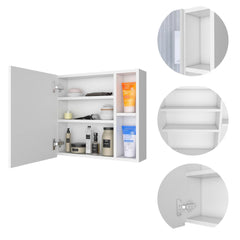 Orion Medicine Cabinet, Three Internal Shelves, Single Door, Two External Shelves -White