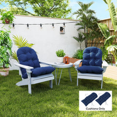 Adirondack Chair Cushions Set of 2, Tufted High Back Patio Non-Slip Cushions for Adirondack Chairs, Navy Blue