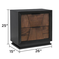 Neptune Traditional Style 2-Drawer Nightstand Made with Wood in Walnut
