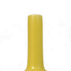 Rhea Flower Vase, Narrow Neck, Yellow Ceramic w Floral Motifs, 16 Inch