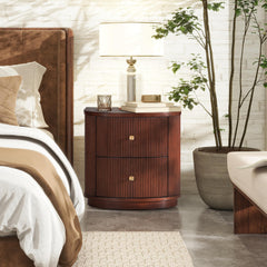 Chronos 24" 2-Drawer Storage Side Table, Dark Walnut Beech Wood