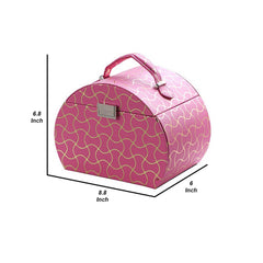 Odysseus Jewelry Case with 2 Drawer Storage and Wavy Textured Pattern, Pink