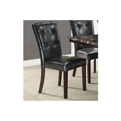 Modern Parson Chairs Black Faux Leather Tufted Set of 2 Side Chairs Dining Seatings