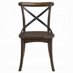 Dark Oak Finish Dining Side Chairs Set of 2 Wooden Kitchen Furniture X-Design Metal Accent Black
