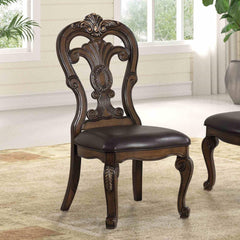 Traditional Style 2pc Side Chair Ornate Corbels Dark Brown Finish Dining Room