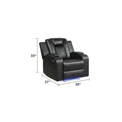 WALTZ LED & Power Recliner 3 PC Made With Faux Leather in Black