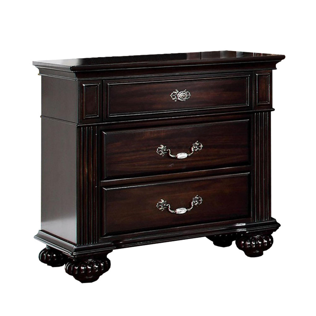 Sonata Traditional Style Beautiful Nightstand, Dark Walnut