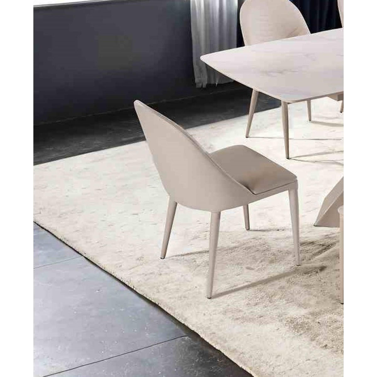 Brown Finish Contemporary Style 2pc Side Chair Leatherette Upholstered Top stitched Arch Design Dining Room