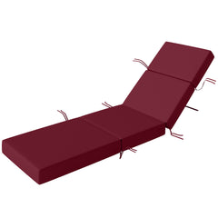 Chaise Lounge Cushion, 4" Thick Outdoor Lounge Chair Cushion with Ties for Patio, 21" x 72 ", Red