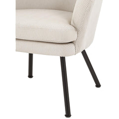 Corduroy Accent Chair with Black Metal Legs, Modern Upholstered Armchair, Comfy Barrel Chair for Living Room Bedroom