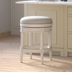 Sanctuary Wood Backless Counter-Height Swivel Barstool, 1PC