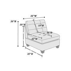 Living Room Furniture Tufted Armless Chair Grey Linen Like Fabric 1pc Armless Chair Cushion Nail heads Wooden Legs