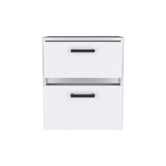 Nightstand 18"H , 2 Drawers with Metal Handles, White