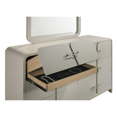 Lyric Modern 6-Drawer Dresser with Textured Front, Metal handles and Ball Bearing Glide System in Beige (Includes Only Dresser)