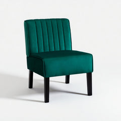 Venus Mid Century Modern Accent Chairs Set of 2 with Minimalist Design, Elegant Velvet Upholstery and Solid Wood Legs, Ideal for Living Room or Bedroom, Green