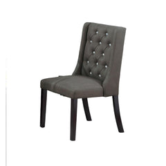 Modern Fabric / Polyfiber Ash Black Tufted Set of 2 Chairs Dining Seat Chair Rubber wood MDF Kitchen Dining Room Wingback Design