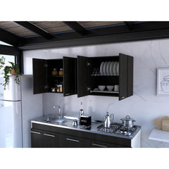Star 150 Wall Cabinet, Double Door, Two External Shelves, Two Interior Shelves -Black