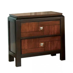 Menelaus Walnut 1pc Nightstand Only Transitional Solid wood 2-Drawers Square Chrome Knobs Multitone Unique Nightstand